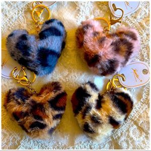 COPY - Heart faux fur keychains- all 4leopard**price is firm